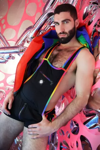 Kurzer Overall Icon Pride Schwarz-Rainbow – 8/12
