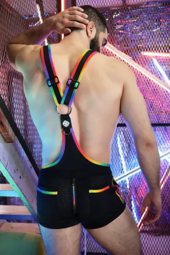 Kurzer Overall Icon Pride Schwarz-Rainbow – 10/12