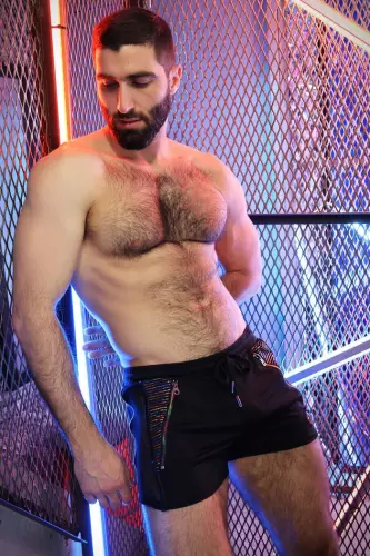 Shorts Icon Pride Schwarz-Rainbow – 5/11