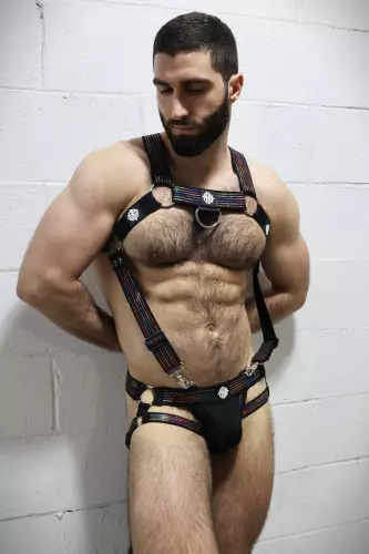 Icon Pride Body Harness Black-Rainbow – 12/13