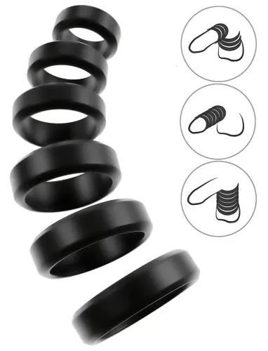6 Cock & Ball Cockrings 26 to 56 mm Black – 1/6