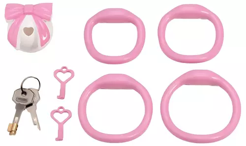 Cage Bowis 5 x 3 cm Blanche - Anneaux roses – 2/2
