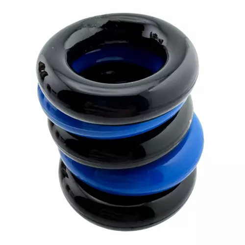 Set of 5 Stretchable Cockrings Jacker 5-Stack 22mm Black-Blue – 3/5