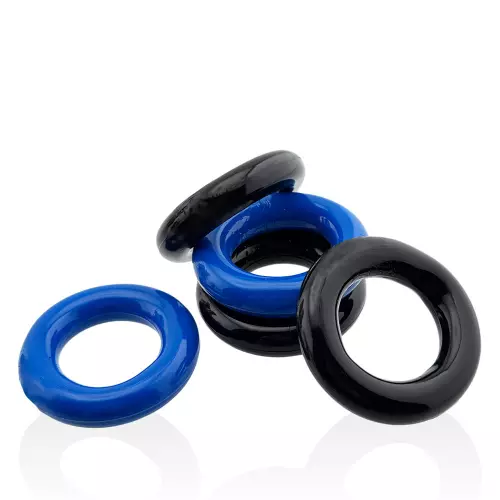 Set of 5 Stretchable Cockrings Jacker 5-Stack 22mm Black-Blue – 5/5