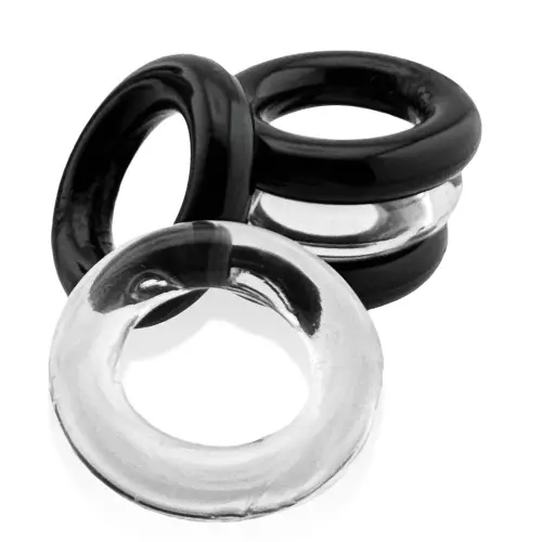Pack of 5 Jacker 5-Stack Stretchable Cockrings 22mm Black-Clear – 5/5