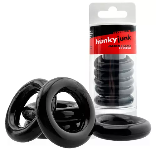 Set of 5 Stretchable Cockrings Jacker 5-Stack 22mm Black – 2/5