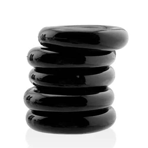 Set of 5 Stretchable Cockrings Jacker 5-Stack 22mm Black – 3/5