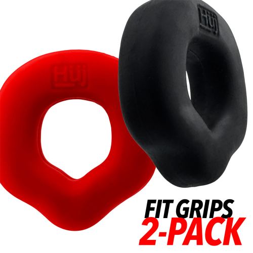 Set van 2 Cockrings Fit Grips 25 mm Zwart-Rood