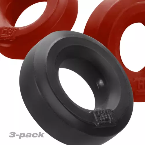 Silicone Cockrings Huj x3 25 mm Rood-Zwart – 4/4