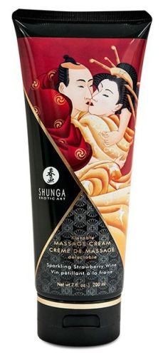 Essbare Massagecreme Perlwein mit ERDBEERE - 200ml