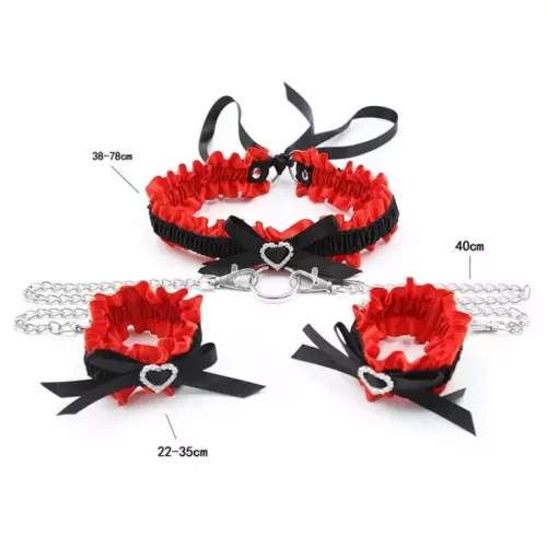 Halsband Handschellen Set Romance Schwarz Rot – 6/13