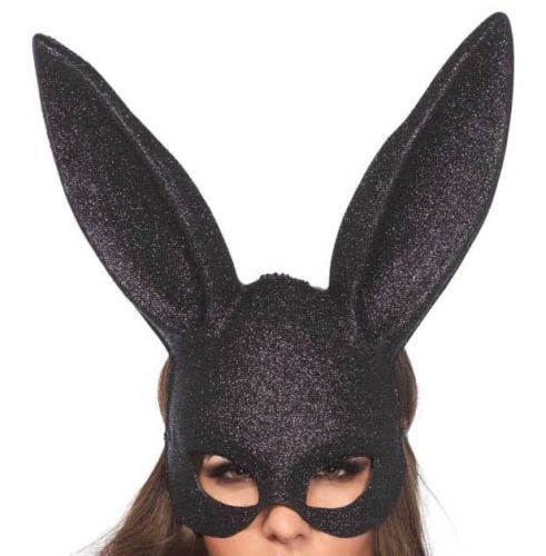 Konijnen masker - Zwart glitterend
