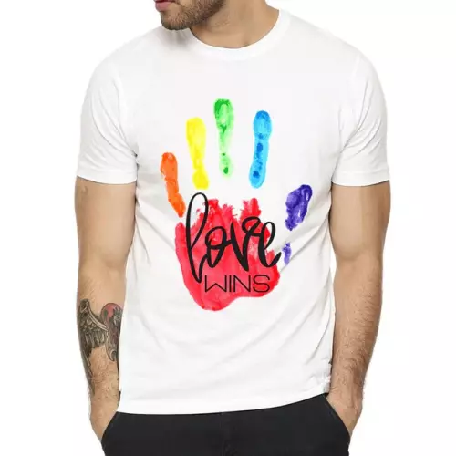 Weißes T-Shirt mit Rainbow-Hand – 1/8