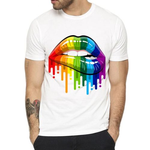 T-shirt Rainbow Lips Wit