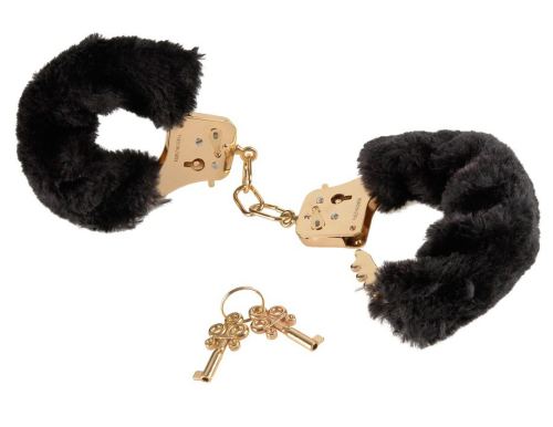 Handschellen Gold Furry Schwarz