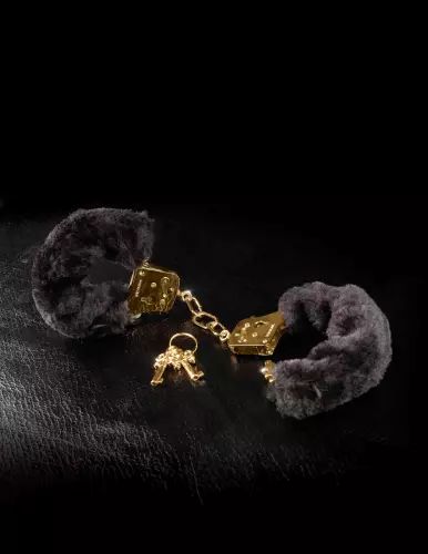Handschellen Gold Furry Schwarz – 4/7