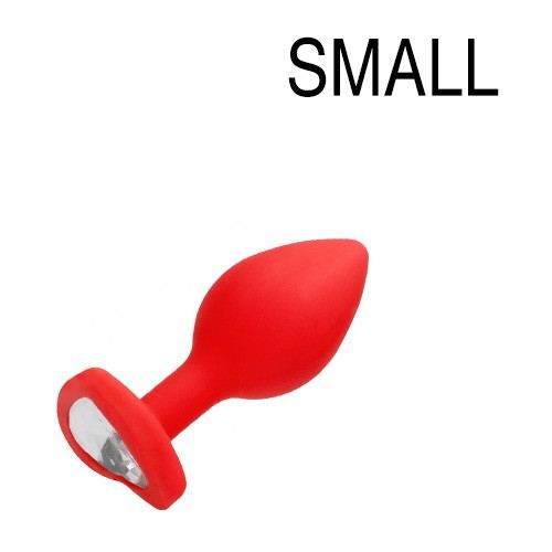 Jewelled Silicone Anal Plug Heart Red 6 x 2.8 cm