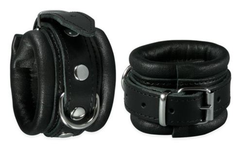 Leather Wrist Cuffs 5 cm Black