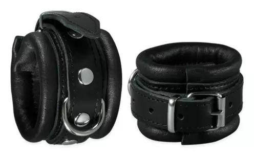 Lederhandschellen für Handgelenke 5 cm Schwarz – 1/4