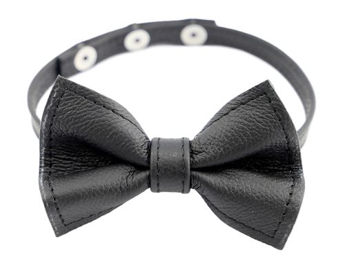 Leather Collar with Bow Tie