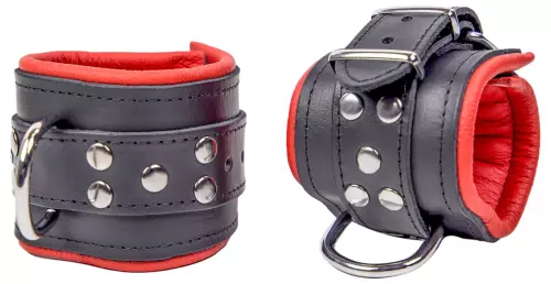 Gepolsterte Lederfesseln für die Handgelenke Schwarz-Rot – 8/13