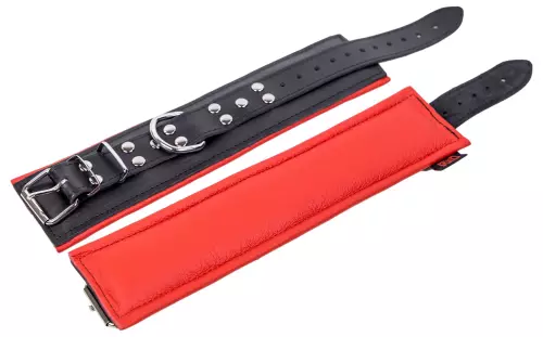 Gepolsterte Lederfesseln für die Knöchel Schwarz-Rot – 6/12