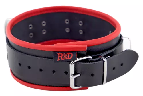Lederhalsband mit 3 D-Ringen Rot – 5/13