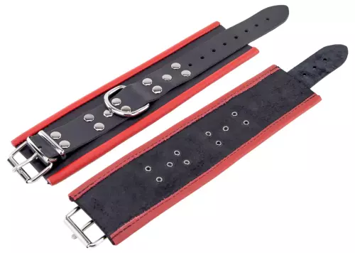 Leder-Handschellen für Handgelenke Schwarz-Rot – 6/11