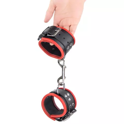 Leder-Handschellen für Handgelenke Schwarz-Rot – 8/11