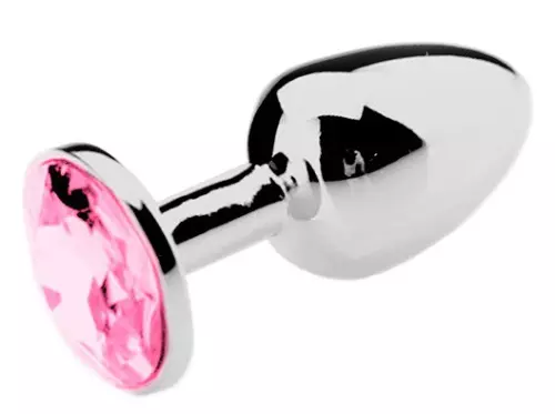 Schmuck-Analplug Strass Rosa - MITTEL 7 x 3,4 cm – 3/4