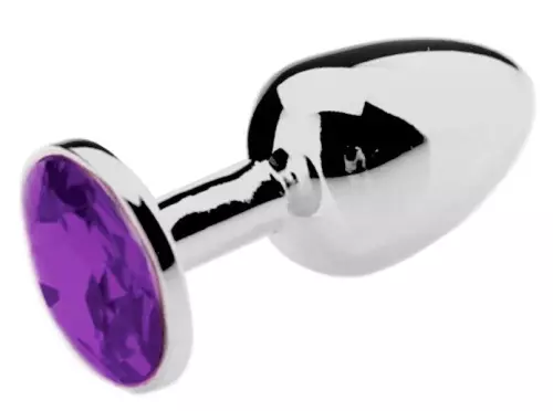 Schmuckplug Strass Violett - LARGE 8 x 4cm – 3/4