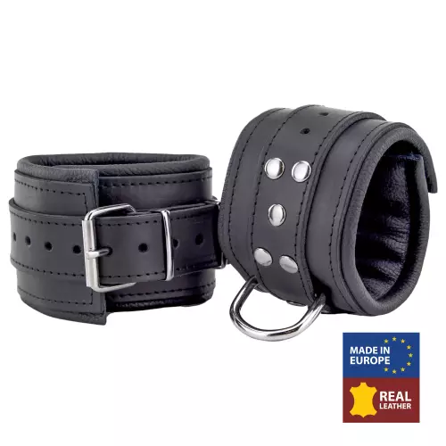 Gepolsterte Leder-Fußfesseln Schwarz – 2/7