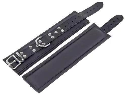 Gepolsterte Leder-Fußfesseln Schwarz – 6/7