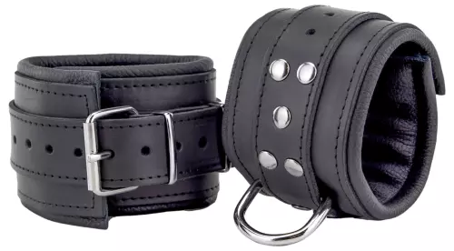 Gepolsterte Leder-Fußfesseln Schwarz – 7/7