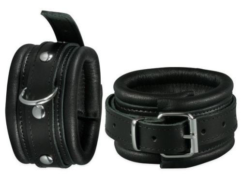 Enkelboeien van leer 5cm Zwart