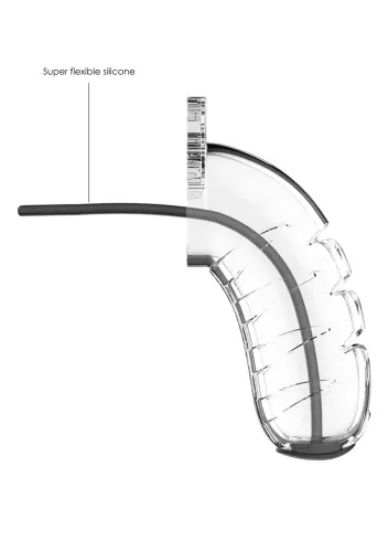 Keuschheitskäfig Mancage mit Harnröhren-Stab 11,5 x 3,5cm Transparent - Stab 20cm - Durchmesser 3mm – 3/13