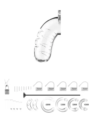 Keuschheitskäfig Mancage mit Harnröhren-Stab 11,5 x 3,5cm Transparent - Stab 20cm - Durchmesser 3mm – 4/13