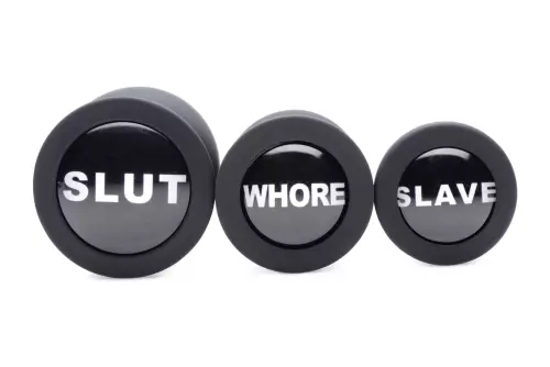 Kit mit 3 Butt plugs Dirty Words – 8/19