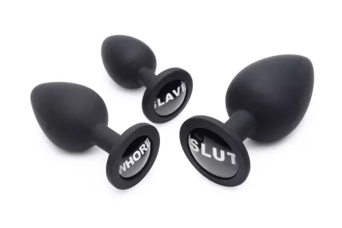 Kit mit 3 Butt plugs Dirty Words – 9/19