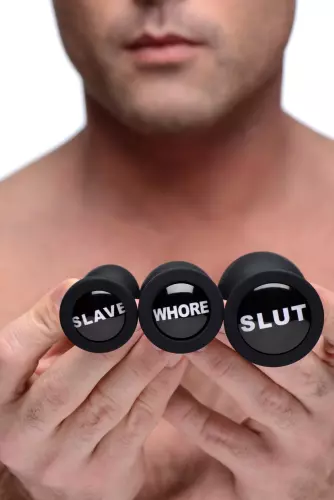 Kit mit 3 Butt plugs Dirty Words – 11/19