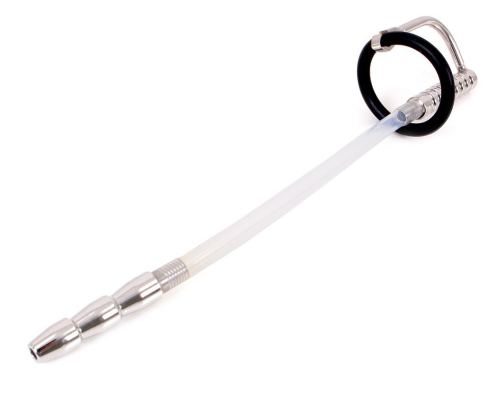 Ribbed Catheter Pierced Urethral Rod 21cm - 9mm Diameter