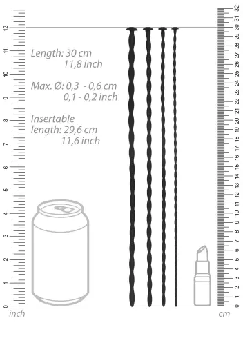 Set von 4 Harnröhrenstangen Spiral Screw 30 cm - Durchmesser von 3 bis 6mm – 4/4