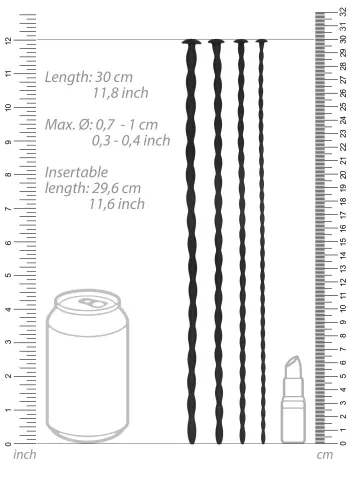 Set von 4 Harnröhrenstangen Spiral Screw 30cm - Durchmesser von 7 bis 10mm – 3/9