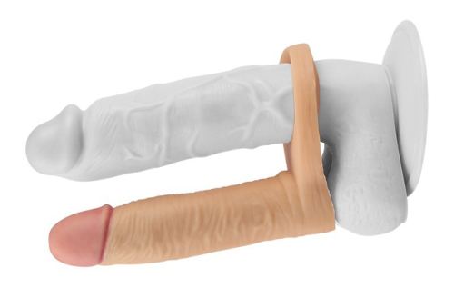 Dubbele dildo Cockring - 12,5 x 2,9cm Huidskleur