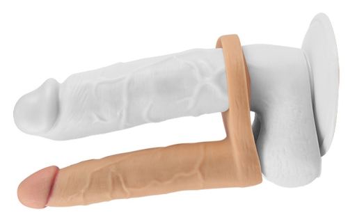 Dubbele dildo Cockring - 14 x 2,8cm Huidskleur