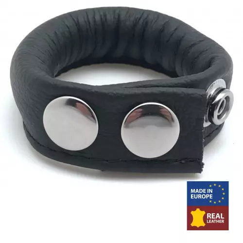 Hodenstretcher aus Leder 70g - 2-fach Druckknöpfe – 1/3