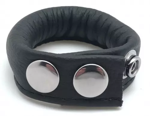 Hodenstretcher aus Leder 70g - 2-fach Druckknöpfe – 3/3