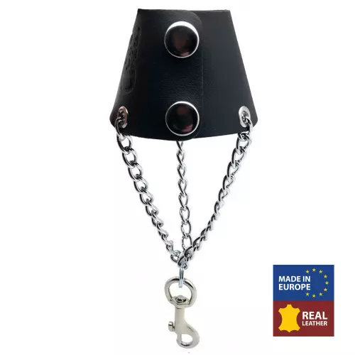 Fallschirm aus Leder mit Ketten und Haken - 2-fach Druckknöpfe – 1/3