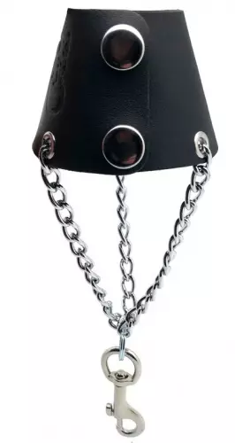 Fallschirm aus Leder mit Ketten und Haken - 2-fach Druckknöpfe – 3/3