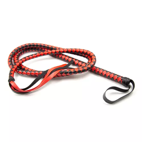 Lange Peitsche Whip Duo 190cm Schwarz und Rot – 3/12